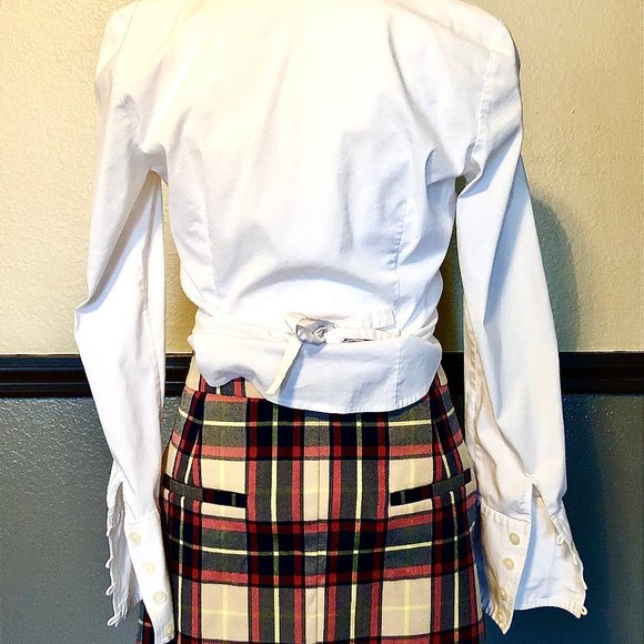 Designer - Vera Wang Princess NWOT sz9 Blue Tan Red Plad Pleated Mini Skirt - Picture 3 of 8